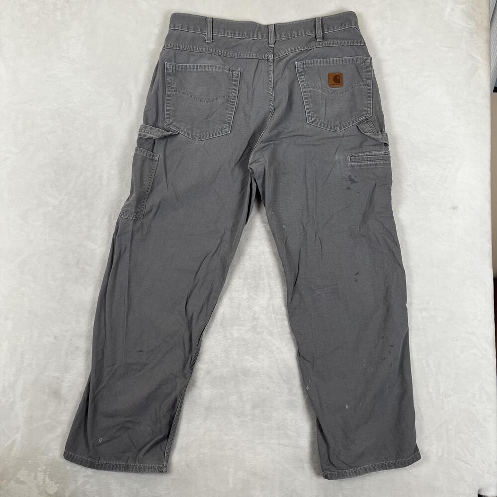 Carhartt Carpenter Pants Mens 36x30 Gray Relaxed Fit Workwear Paint Stained